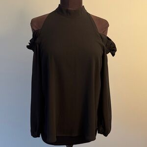 Trouvé Black Cold Shoulder Chiffon Top